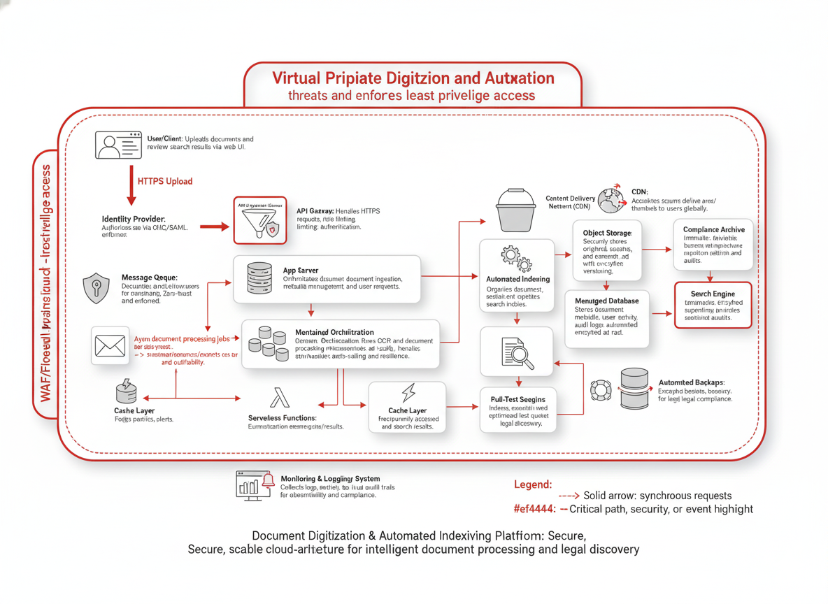 General Documentation & Records OCR process showing Document Digitization, Automated Indexing, Data Summarization, and Compliance Storage.